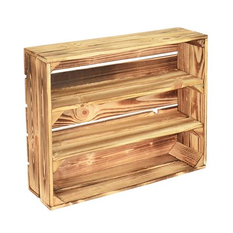 CHICCIE Holzregal Schmalhanz 50x40x15cm Hell Geflammt 2x Langes Reg