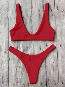 High Cut Bikini Set RED Bikinis S ZAFUL