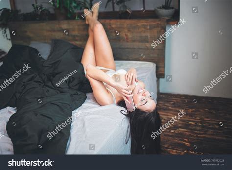 Beautiful Sexy Brunette Woman Lying On Stock Photo 793862023 Shutterstock