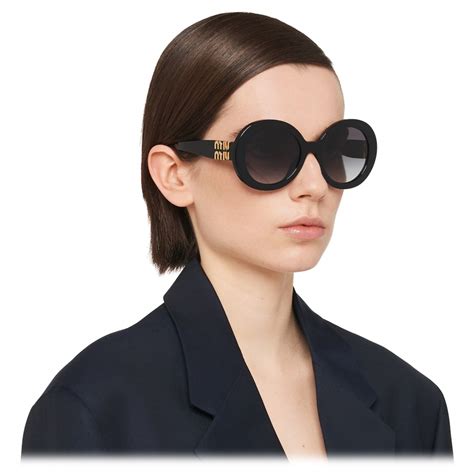 Miu Miu Miu Miu Glimpse Collection Sunglasses Round Black Gradient Smoke Sunglasses