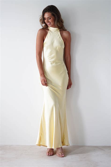 Natalia Soft Satin Maxi Dress Lemon