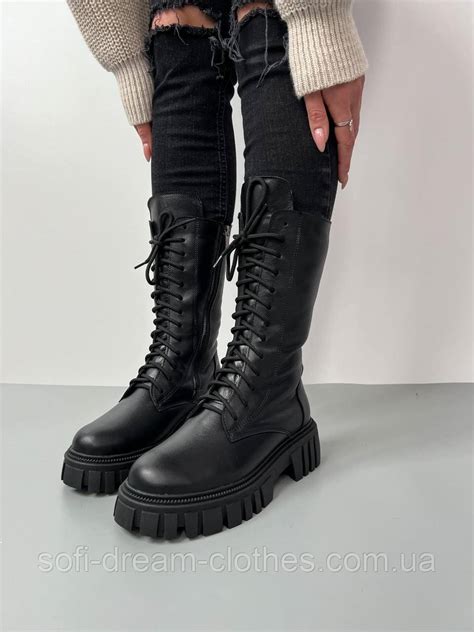Зимние женские черные кожаные ботинки берцы на платформе 36 р, цена ...