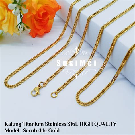 Jual Cm Rantai Kalung Scrub Gold Emas High Quality Stainless