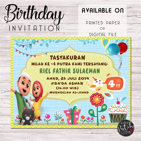 Jual Undangan Ulang Tahun Birthday Invitation Tema Nussa Dan Rara