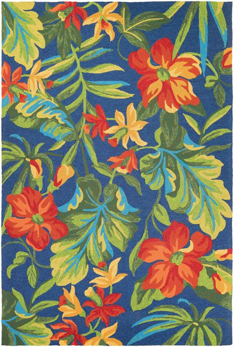 Beachcrest Home™ Stowthewold Floral Azure Blue Green Red Handmade