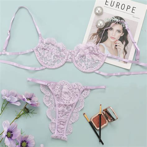2021 Two Piece Underwear Suit Underwear Set Beautiful Back Bra Lace Sexy Lingerie Gather Push Up