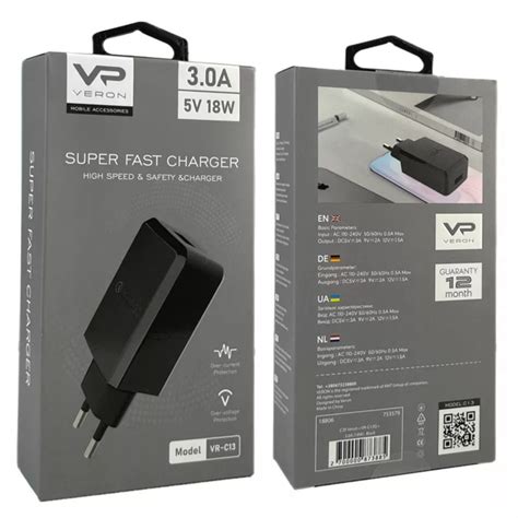 Мережевий зарядний пристрій Veron VR C13Q USB 3A 5V PD 18W