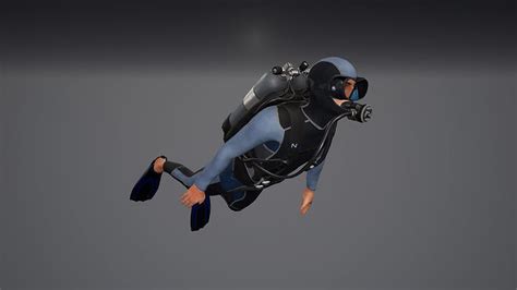 3d Model Diver Modular Character Vr Ar Low Poly Rigged Cgtrader