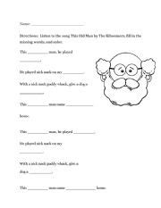 This Old Man Song Worksheet - ESL worksheet by RedMosquito