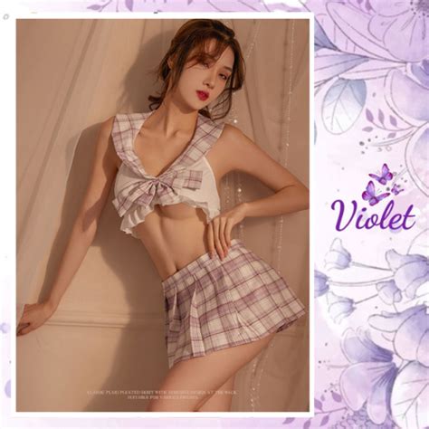 Jual Violet Set Lingerie Cosplay Kostum Model Pelajar Cosplay Seksi