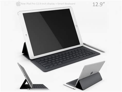 Apple Ipad Pro 129 Inch With Smart Keyboard 3d Model