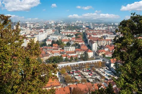 Aerial View Over Downtown Ljubljana, Capital City of Slovenia Stock Image - Image of aerial ...