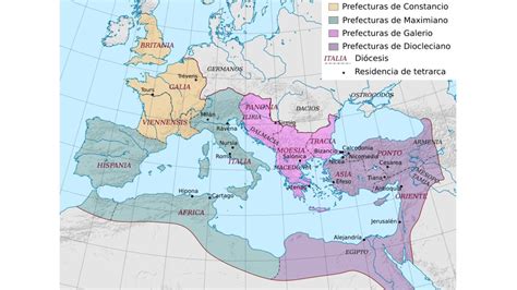 Antigüedad mapas Imperio Romano bajo la Tetrarquía