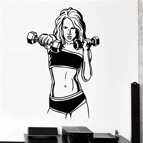 Wall Decal Fitness Woman Gym Sports Bodybuilding Health Vinyl Stickers