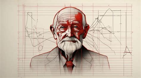 Wise Old Man in Black and Red Diagrammatic Drawing Version 4 | MUSE AI