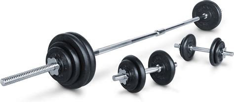 Marcy Kg Standard Cast Iron Weight Set With Ft Barbell Dumbbells