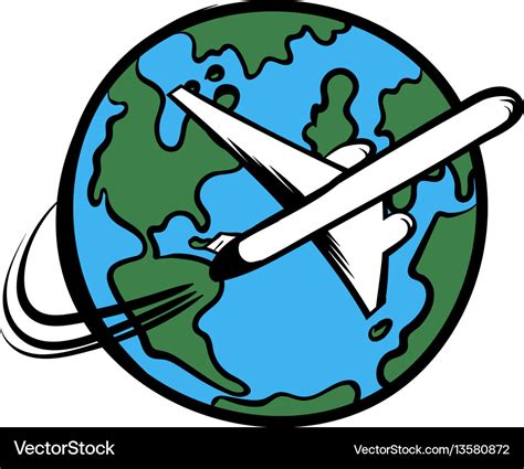 Traveling by a plane icon cartoon Royalty Free Vector Image