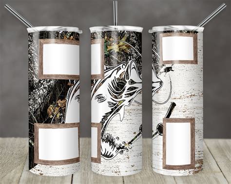 Oz Skinny Tumbler Camo Bass Fishing With Photo Frames Etsy