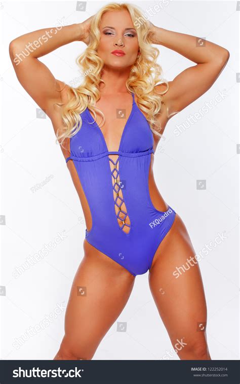 Sexy Fitness Blonde Posing Studio Over Stock Photo 122252014 Shutterstock