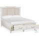 Willowbrook Egg Shell White Queen Upholstered Panel Storage Bed From