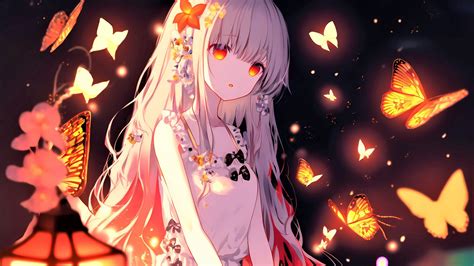 Download Wallpaper 1920x1080 Girl Eyes Glow Flowers Anime Full Hd Hdtv Fhd 1080p Hd