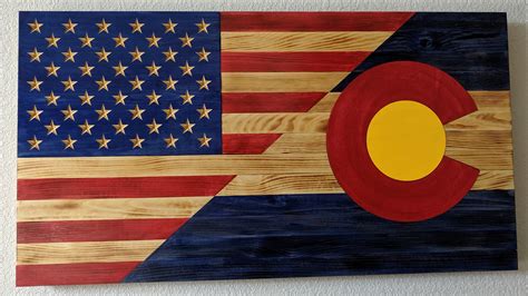 Rustic Wood American/Colorado Flag