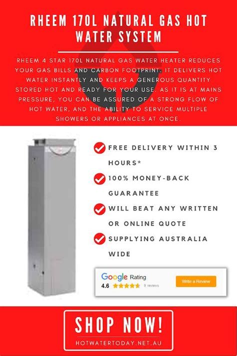 Hot Water 2Day Provides A Trusted Quality Water Heater Product Of Rheem 170L Natural Gas Hot