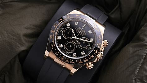 Rolex Daytona Yellow Gold Black Dial Diamond on Oysterflex 116518LN ...