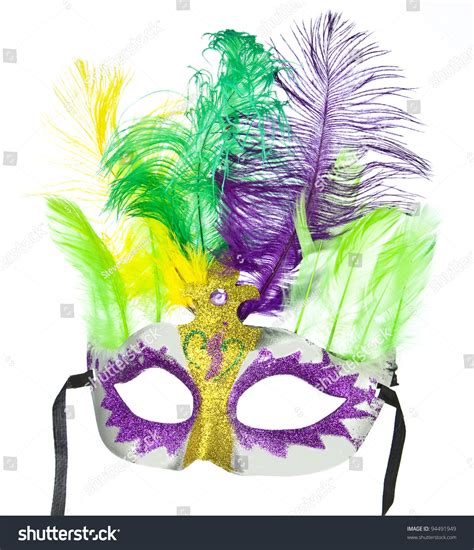 Colorful Mardi Gras Mask Feathers Isolated Stock Photo (Edit Now) 94491949