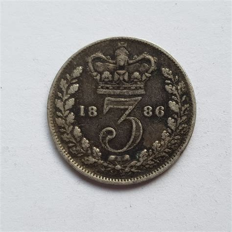 1886 Queen Victoria Silver Threepence M J Hughes Coins