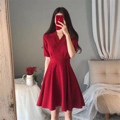 Red Dress Outfit Korean Dresses Images 2022