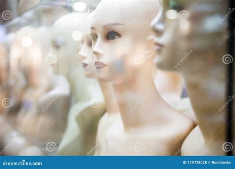 Naked Female Mannequins In The Shop Window Stock Photo Image Of