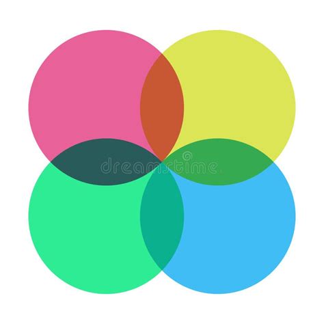 Venn Diagram Vector Chart Template Four Circle Glass Style Stock Vector ...