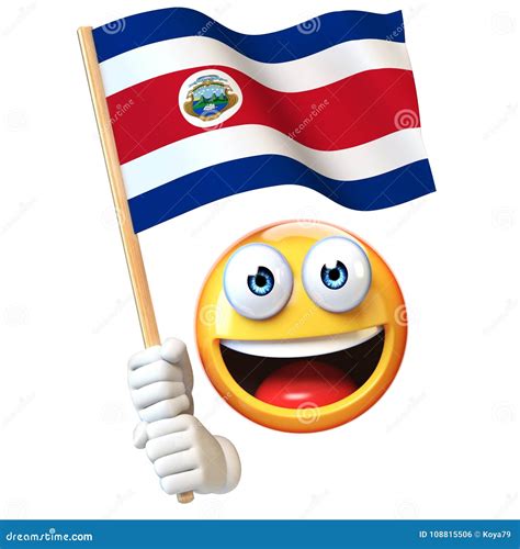 Emoji Holding Costa Rica Flag, Emoticon Waving National Flag of Costa Rica 3d Rendering Stock ...