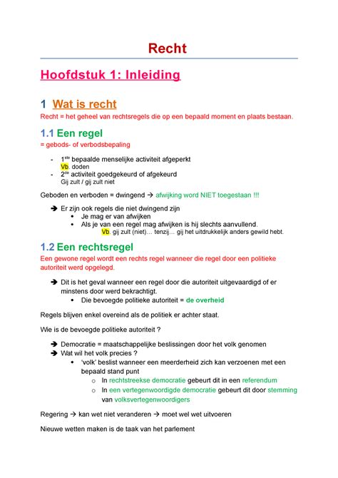 Samenvatting Recht Recht Hoofdstuk Inleiding Wat Is Recht Recht