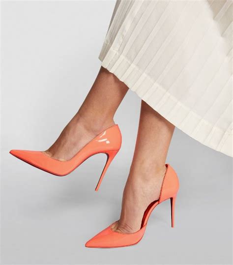 Womens Christian Louboutin Orange Iriza Patent Leather Pumps