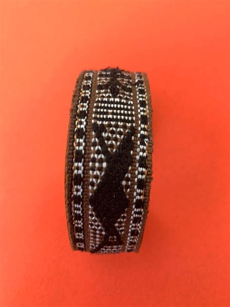 Hand Woven Cotton And Leather Handmade Cuff Bracelet Made In Oaxaca