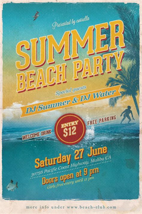 Retro Summer Party Flyer Template Download Now