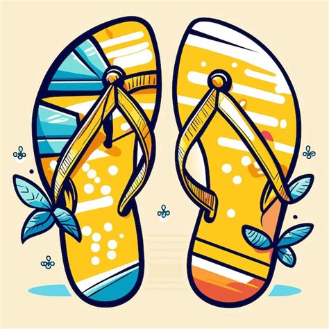 Aufkleber Strand Flip Flops Set Sommerschuhe Modeschuhe Doodle Skizze