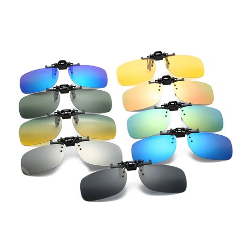 Polarized Clip On Flip Up Metal Clip Rimless Sunglasses For