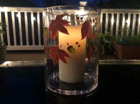 Fall Foliage Hurricane Candle Holder Autumn Hurricane Candle | Etsy