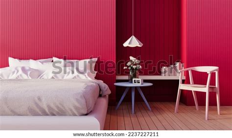 Viva Magenta Bedroom Interior Color Year Stock Illustration 2237227211 ...