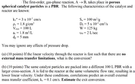 Solved The First Order Gas Phase Reaction A → B Takes