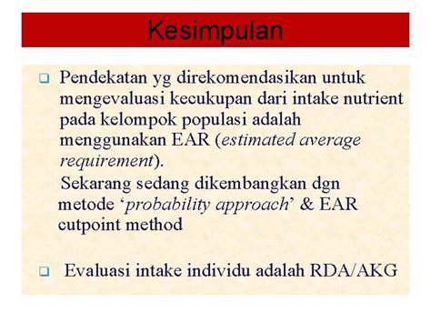 Konsep Angka Kecukupan Gizi Akg Recommended Daily Allowance