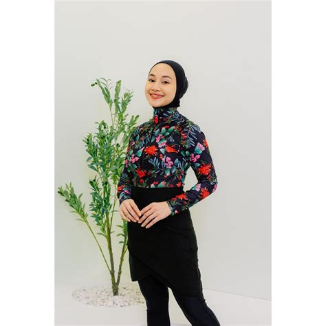 Matsalleh Design 3 Piece Modest Swimwear Set Luna Noire Shopee Malaysia