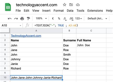 How To Combine First And Last Name In Google Sheets