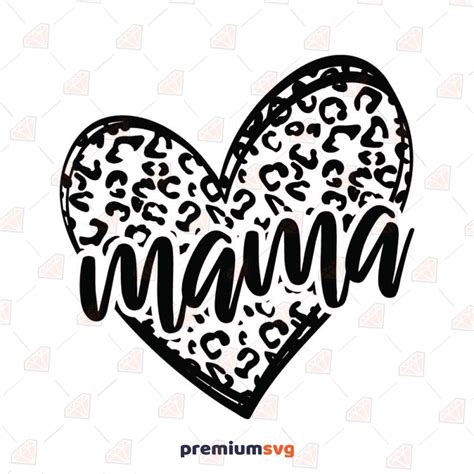 Leopard Mama Svg With Doodle Heart Premiumsvg