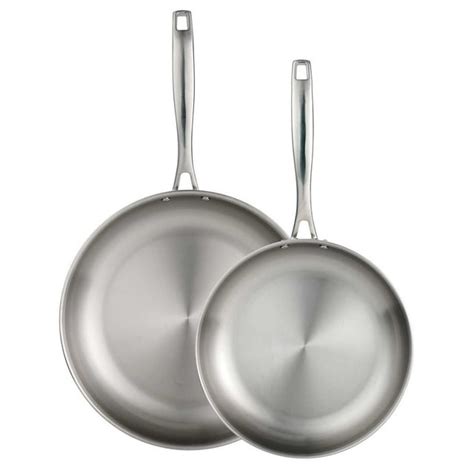 Tramontina Tri Ply Clad Stainless Steel 2 Piece Fry Pan Set 10 And 12 Oven And Dishwasher