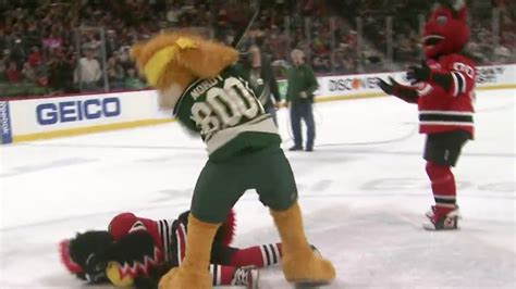 The Wild’s mascot beat up the Blackhawks’ mascot with a baseball bat in ...