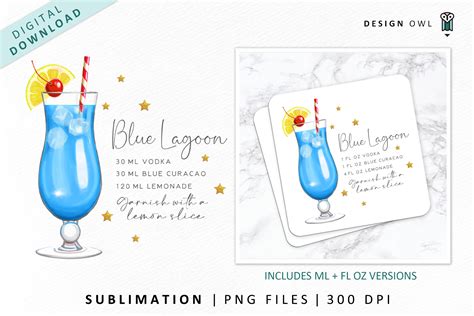 Blue Lagoon Cocktail Recipe Graphic by Design OwlCreative Fabrica